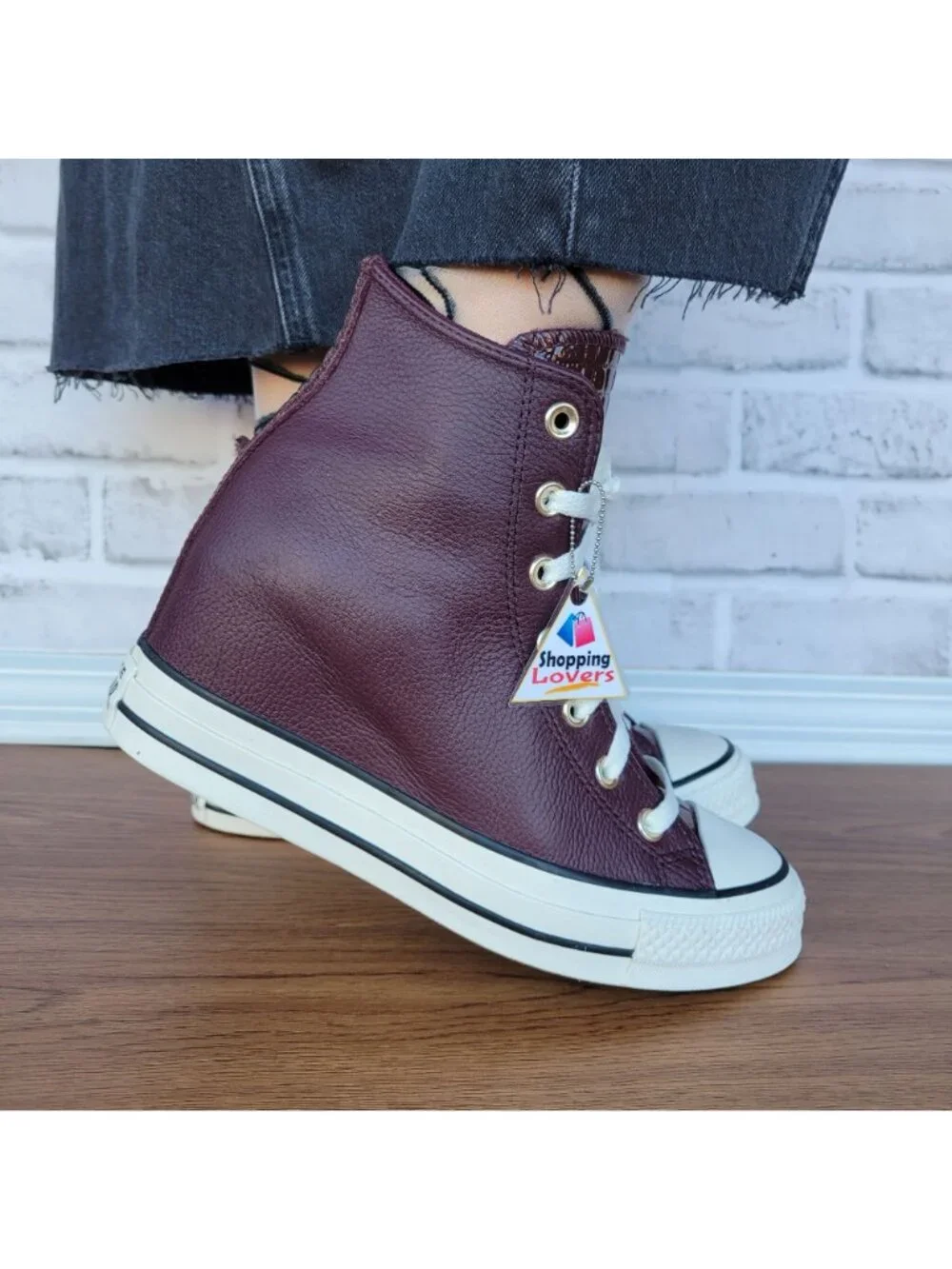 ❤️Converse Chuck Taylor All Star Wedge 7.5 Womens Shoes Sneaker Burgundy A12349C - Picture 4 of 13